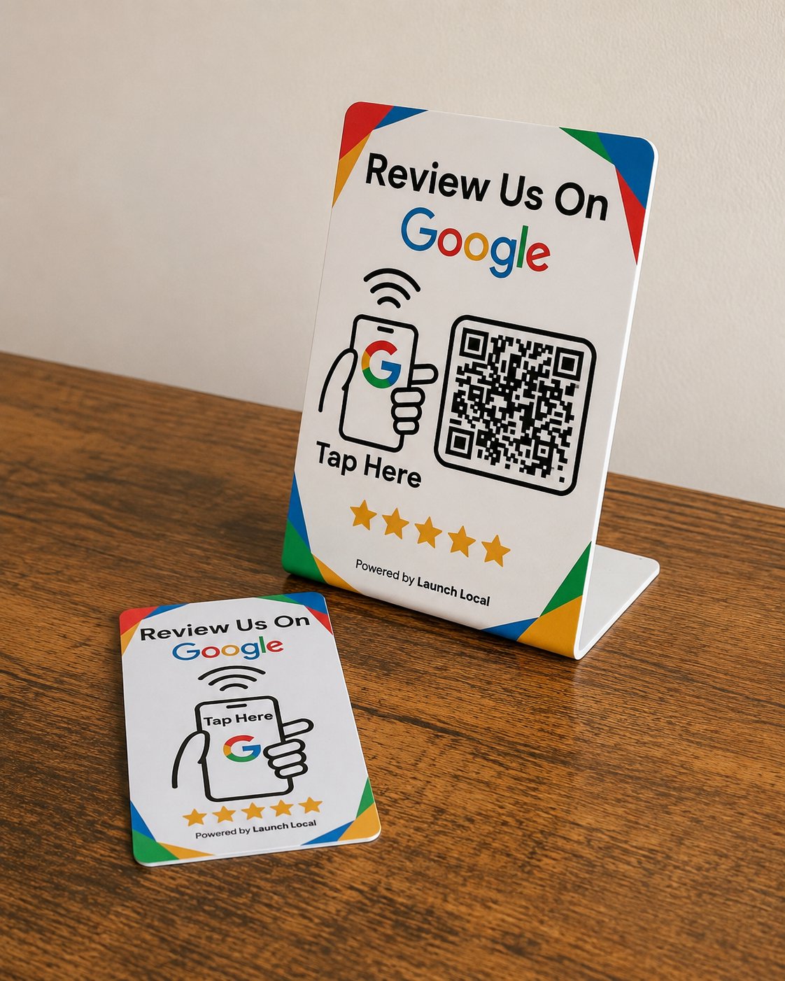 Launch Local Google review stand and card together on a counter